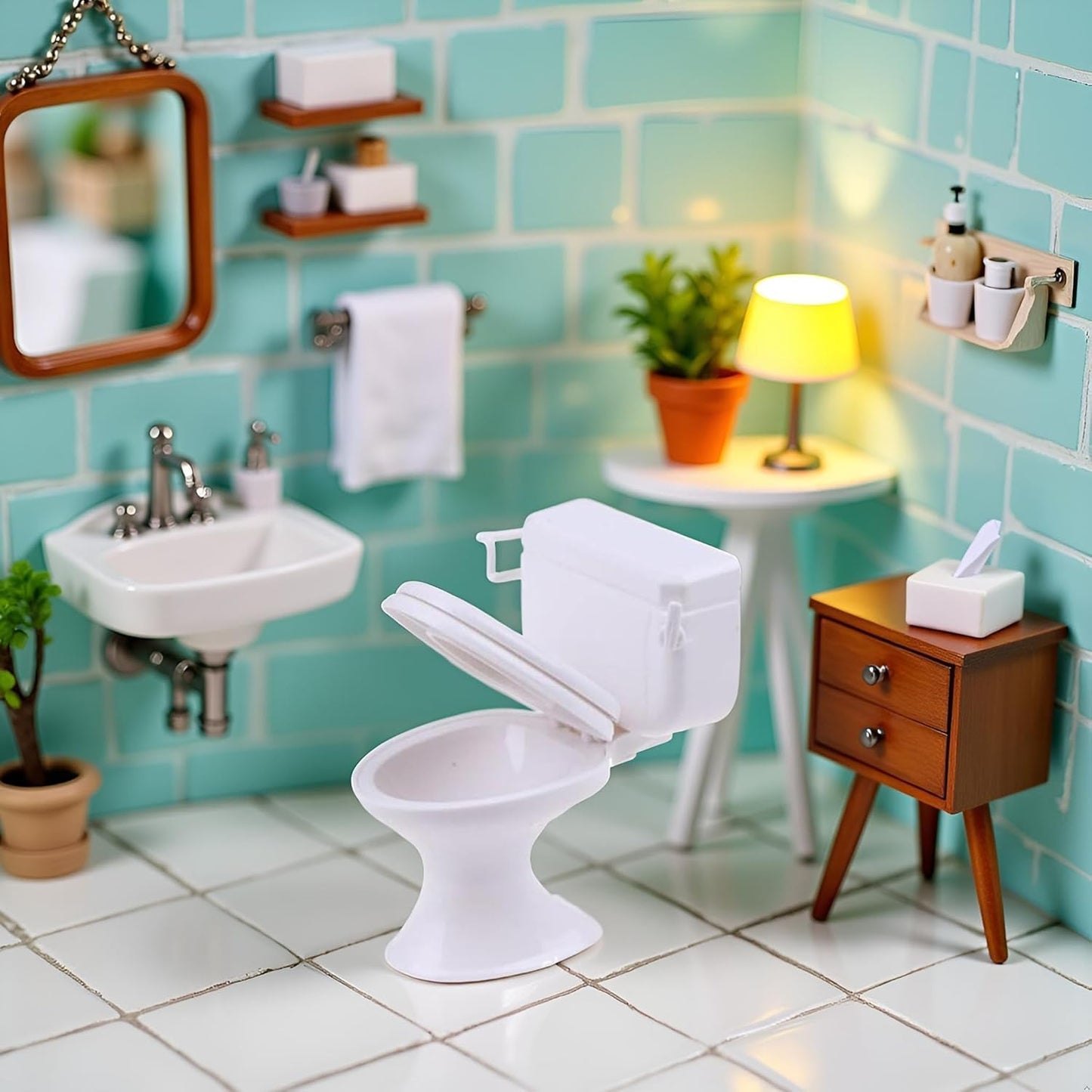 White Plastic Decoration 1:12 House Toilet Bathroom Furniture Mini Toilet Cake Decoration for House Accessories Décor