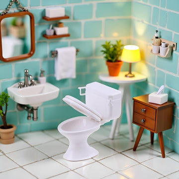 White Plastic Decoration 1:12 House Toilet Bathroom Furniture Mini Toilet Cake Decoration for House Accessories Décor