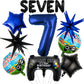 Navy Blue Video Game Controller Mylar Foil Balloon - 13pcs 7th Birthday Party Supplies For Boys (Number 7)