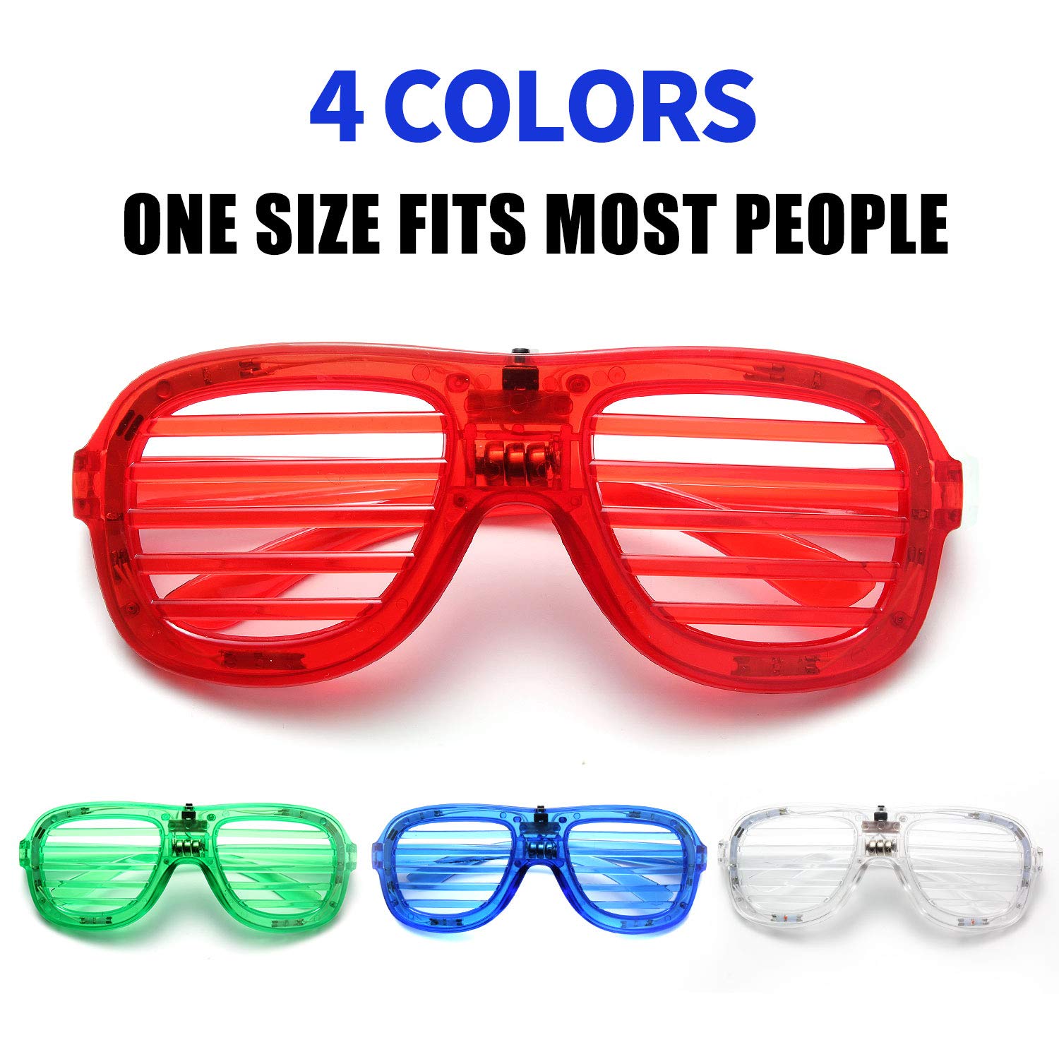 M.best 4 Pack LED Glasses 4 Colors Light Up Glasses Glow In The Dark Party Supplies Favor for Kids Adult Birthday,Raves,Halloween,Christmas, New Year