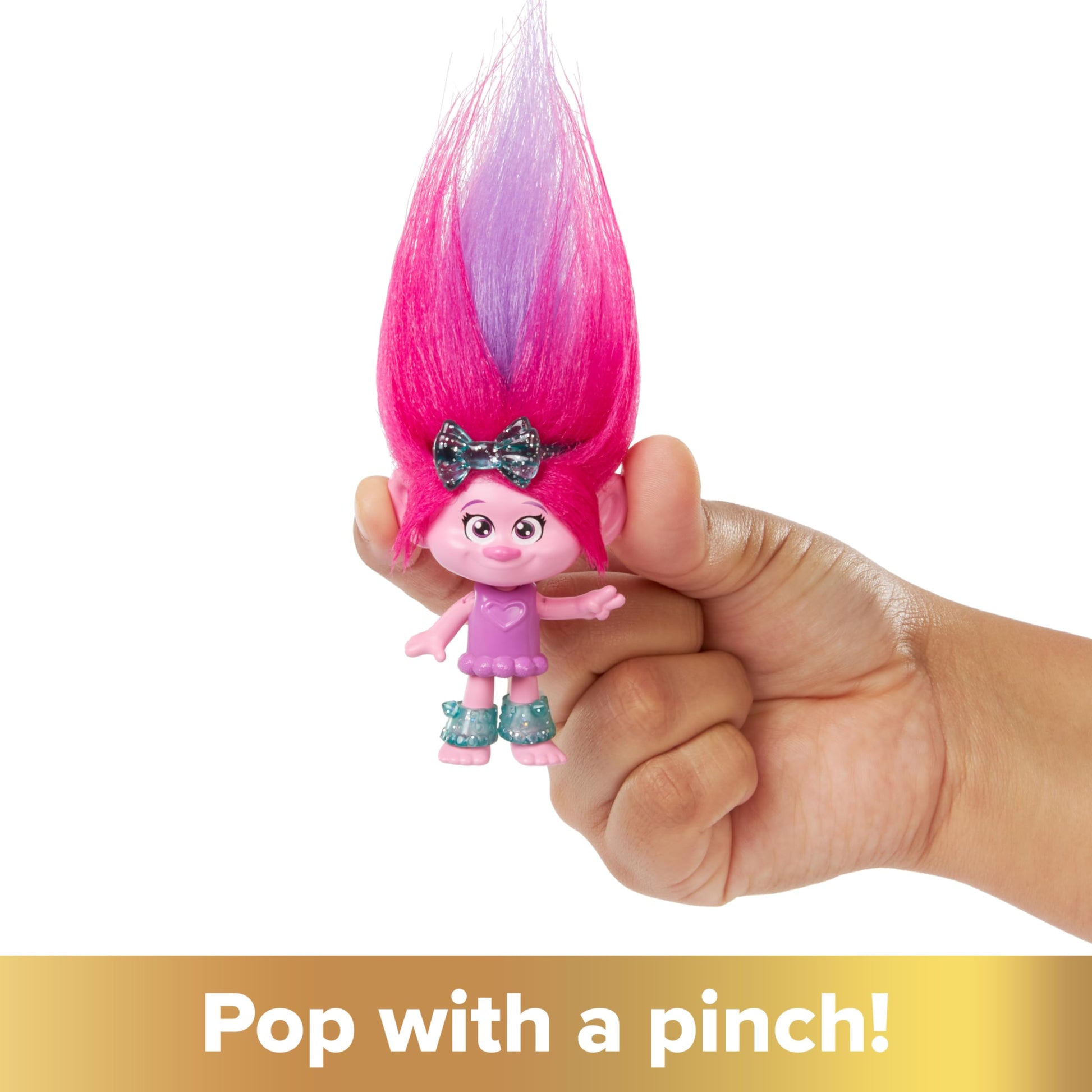 Mattel DreamWorks Trolls Band Together Hair Pops Small Doll, Queen Poppy with Removable Clothes & 3 Surprise Accessories