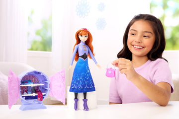 Mattel Disney Frozen Anna Ice Skating Fashion Doll & Accessories with 8 Surprises, Including Snowflake Gem Box, Ring for Child & Play Pieces