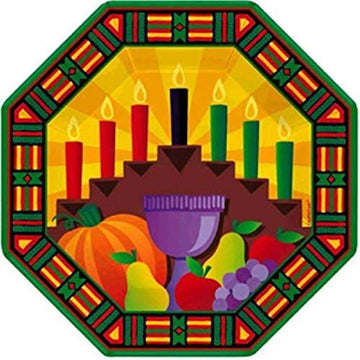 Amscan Kwanzaa Multicolored Octagonal Paper Plates, 8 Ct. | Party Tableware