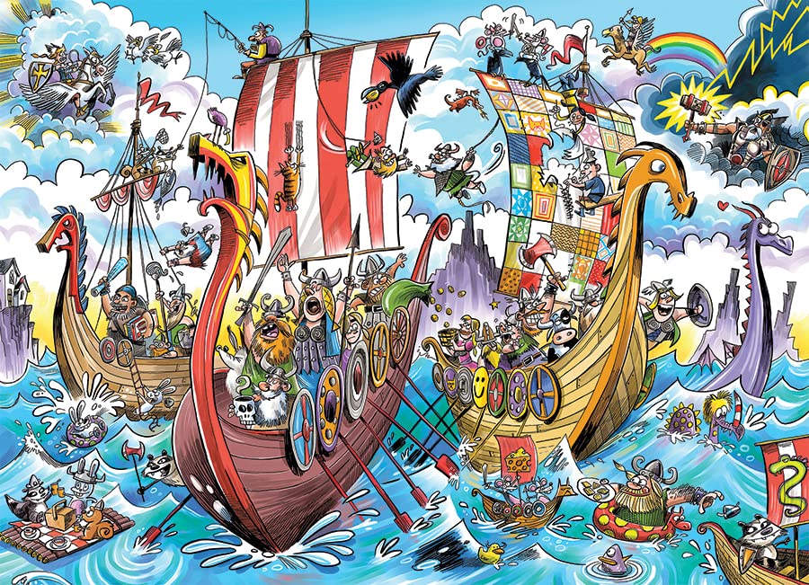Cobble Hill Family Piece's 350 Puzzle - Viking Voyage - Sample Poster Included