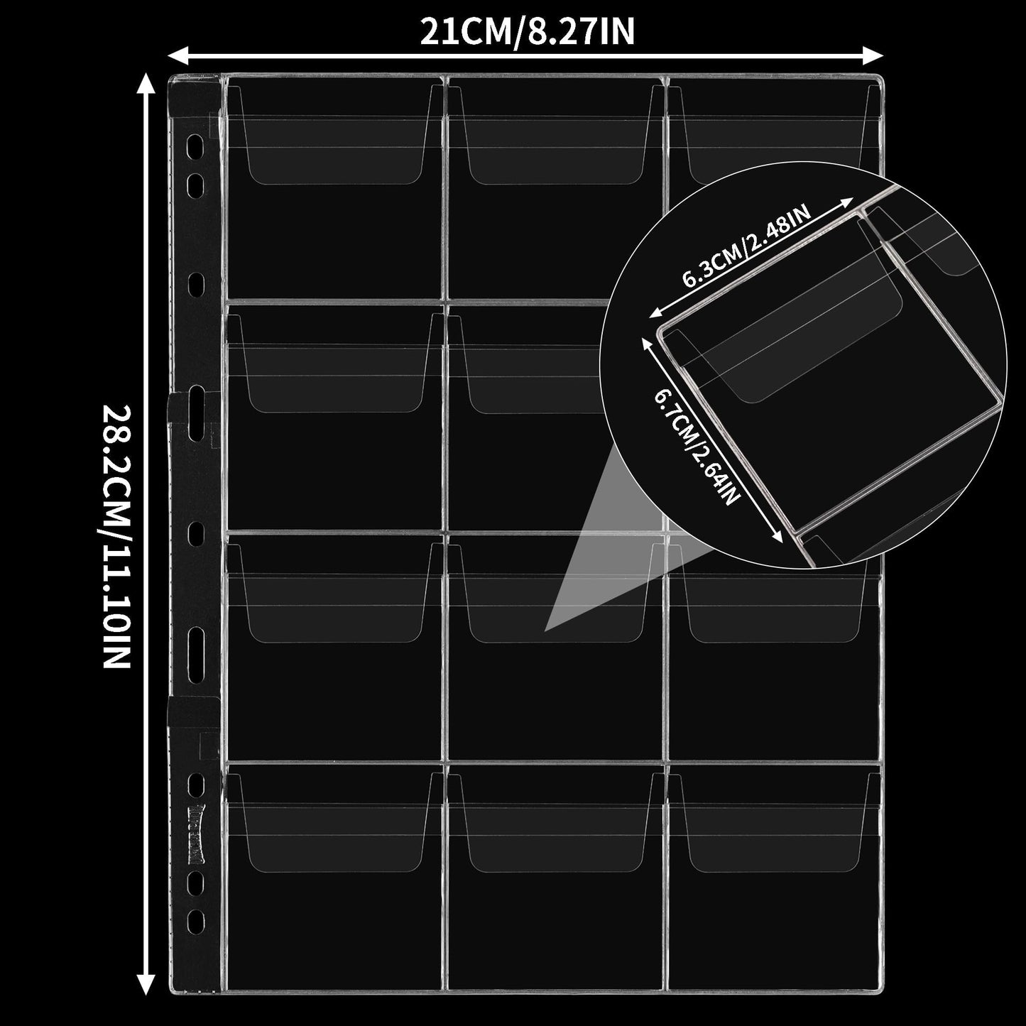 Coin Collecting Pages 5 Sheets 12 Pockets Standard 9Hole Coin Pocket Inserts Collecting Sleeves for Coins Uncle Paul CS03512