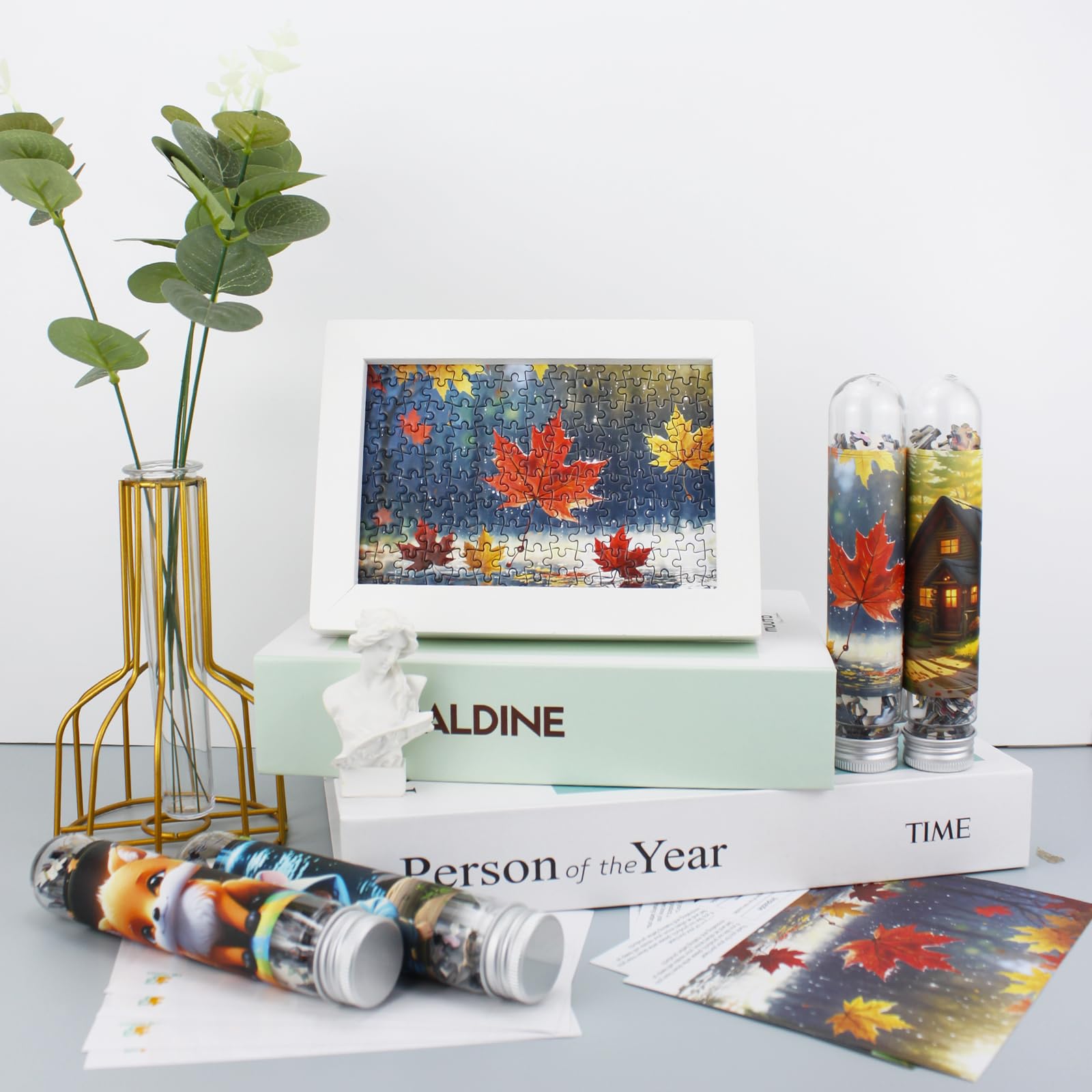 Mini Jigsaw Puzzles for Adults (4 Packs) - 150 Pcs with Reference Blueprint, Micro Puzzle, Comes with Tweezers for Small Pieces, Gift Suitable