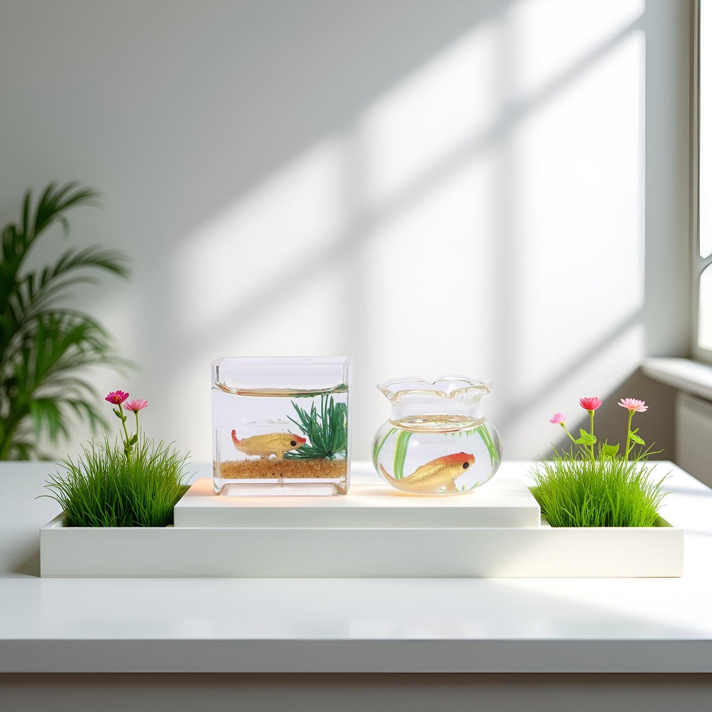 2Pcs 1/12 Scale Accessories Dollhouses Fish Tank?1: 12 Scale Miniature Fish Bowl Miniature Dollhouse Accessories for Garden Scene Decor Desktop