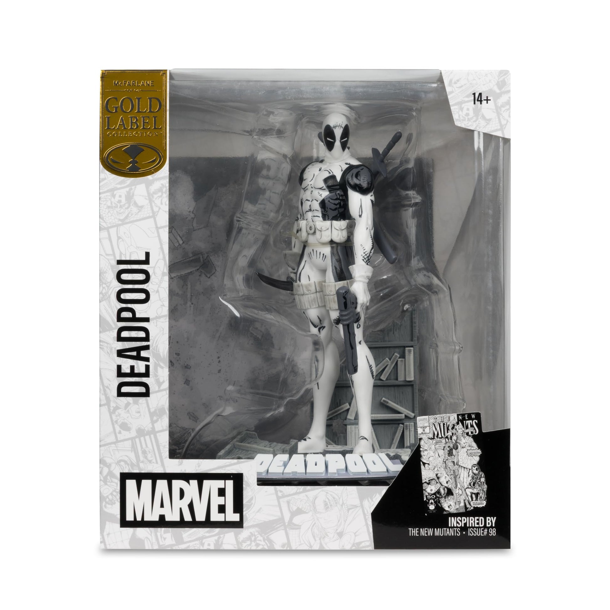 McFarlane Toys- Marvel Deadpool (Line Art) 1:10th Scale Collectible with Scene (The New Mutants #98) Gold Label