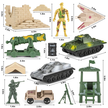 Divwa Army Men Toys for Boys 8-12, Military Soldier Army Base 160 Pcs Set Including WW2 Khaki Green Plastic and Accessories with Handbag for Kid
