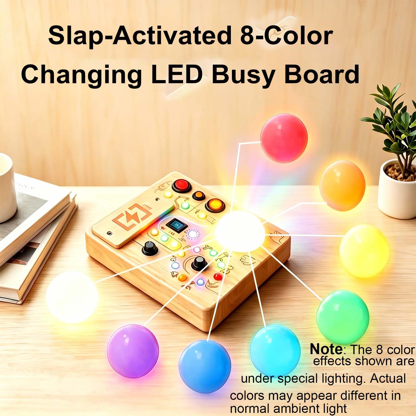 JOYKEKE Montessori Busy Board, Slap-Activated LED Toy for 1-4 Toddlers