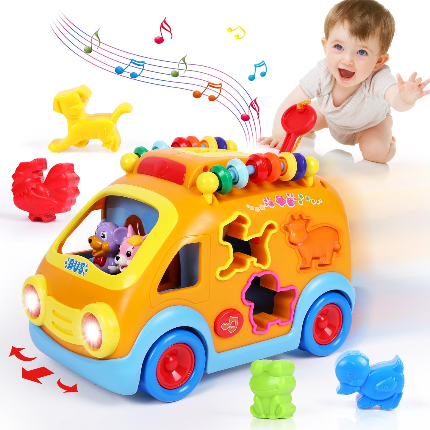 Musical Learning Crawling Toy Cars for 2-3 Year Old Boys Girls
