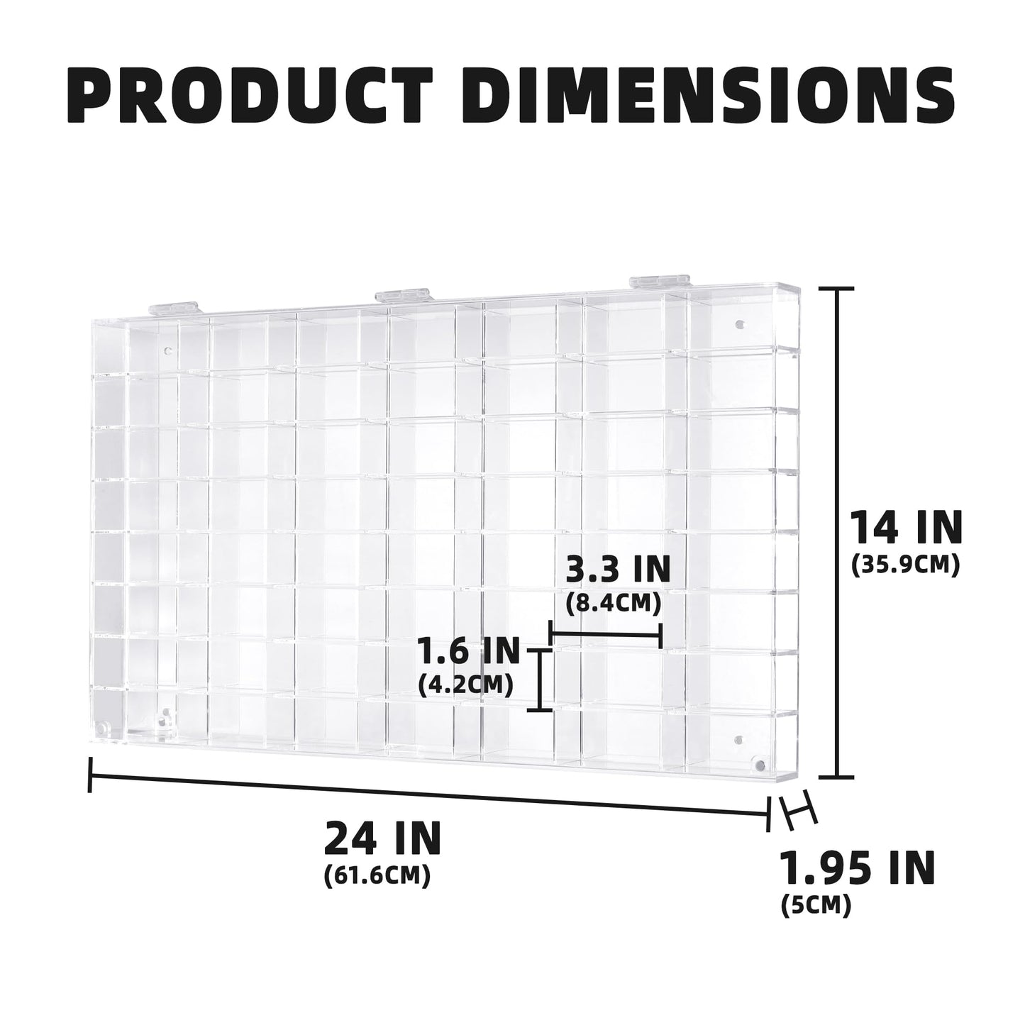 Clear Display Case Wall Cabinet for Hot Small Toy Wheels 1/64 Scale Matchbox Toy Cars Collection Storage Display (56 Slots, 24" X 14")