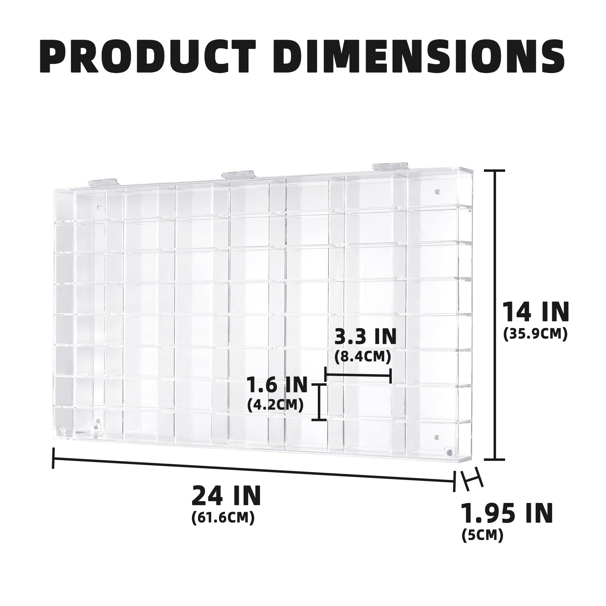 Clear Display Case Wall Cabinet for Hot Small Toy Wheels 1/64 Scale Matchbox Toy Cars Collection Storage Display (56 Slots, 24" X 14")