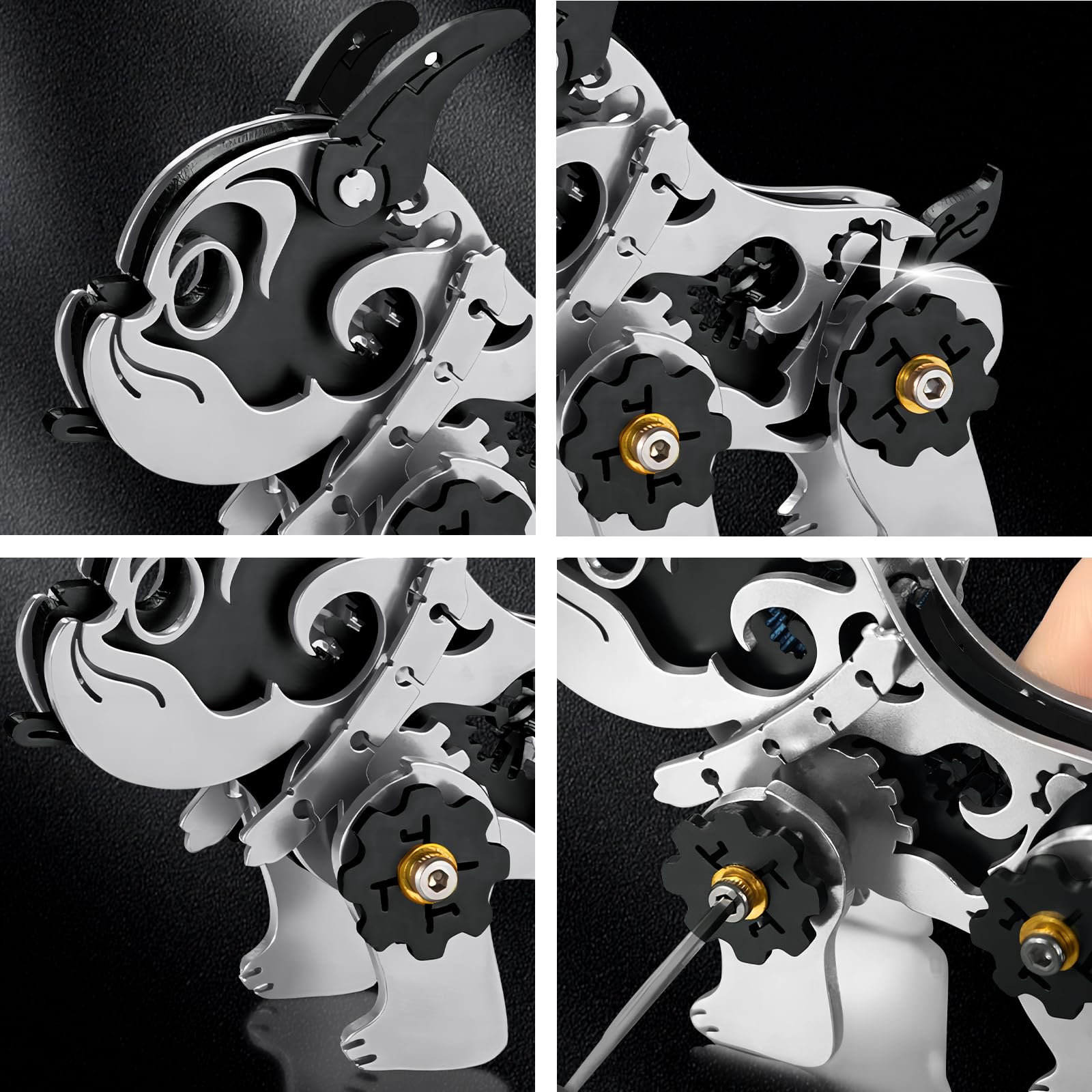 3D Metal Puzzles for Adults, Metal Model Kits for Adults, Mechanical BullDag Steel 3D Puzzle Stainless Steel Ornaments for Men Women Art Craft Gifts