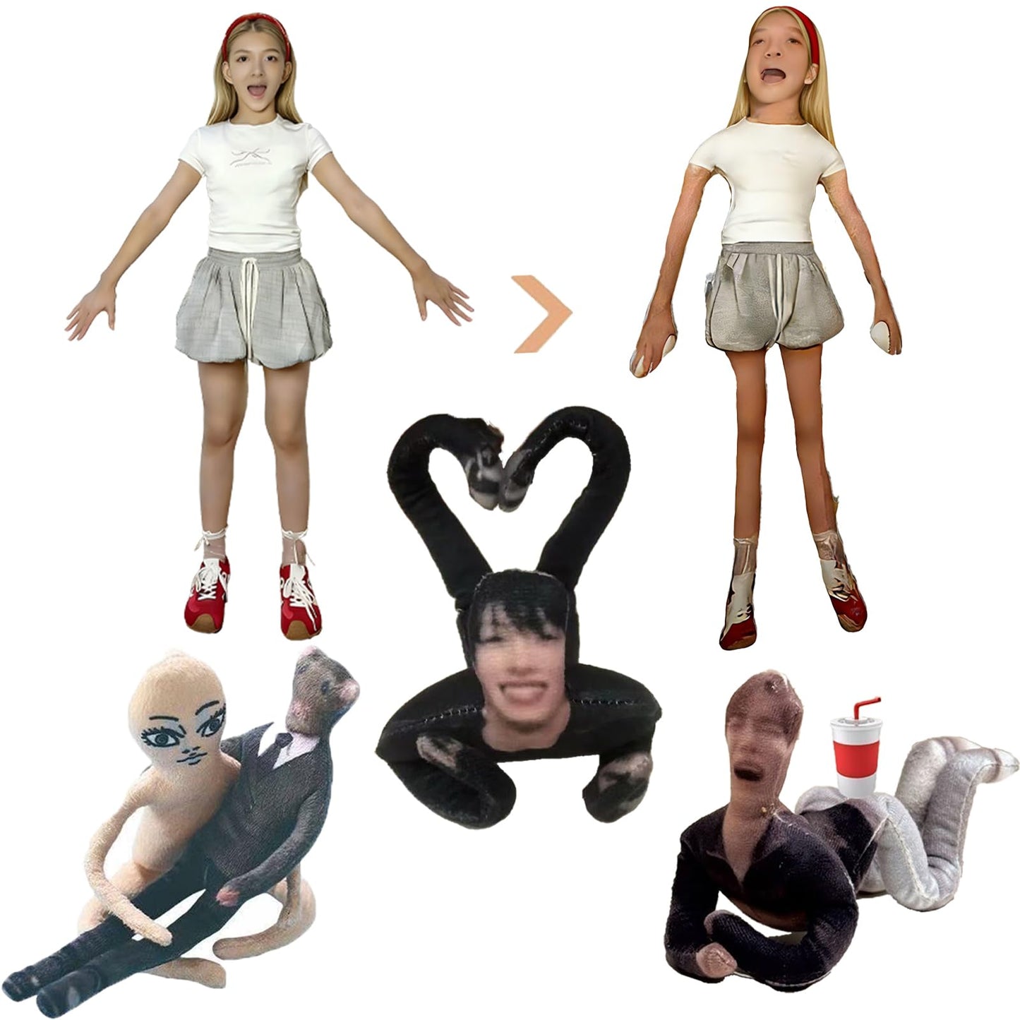 Kaftcust Custom Doll with Face Personalized-Funny Bendable Plush Figure with Internal Wire, Custom Ugly Pillow Style Poseable Doll, DIY Photo Stuffed