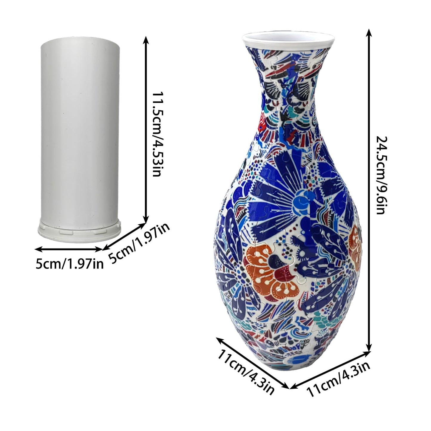 3D Puzzle Vase Flower Vase for Adults Made by 160 Curved Plastic Puzzle