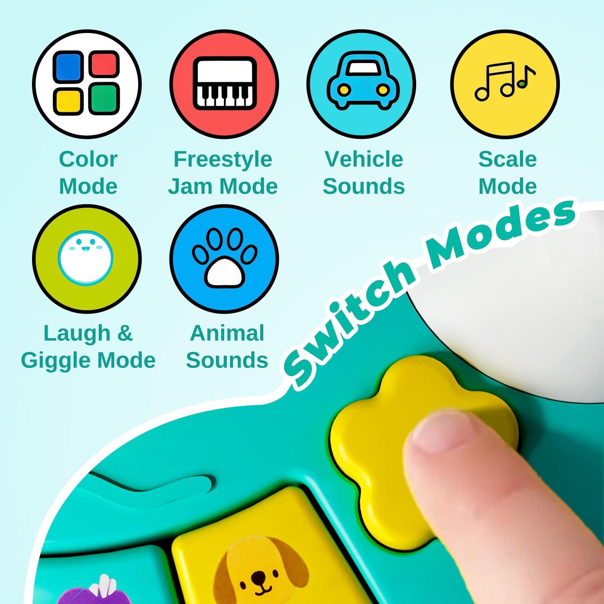 iPlay, iLearn Baby Dinosaur Musical Piano Toy, Infant Tummy Time Music Toy W/ Light Sound, Toddler Sensory Development Learning Activity, Birthday