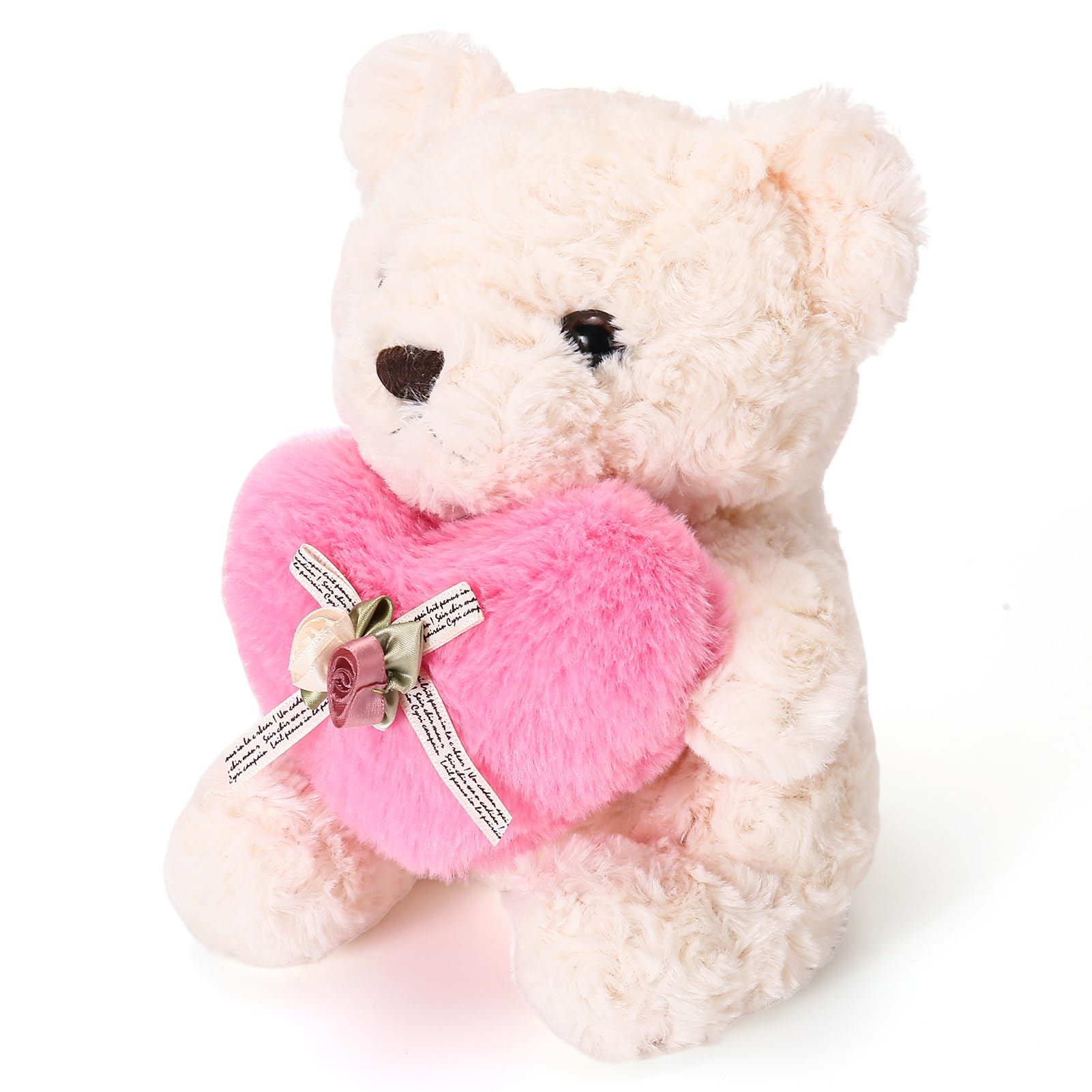 ABEARCAR Cute Teddy Bear Stuffed Animals with Pink Heart for Kids,Soft Teddy Bear Plushies Valentine's Day, for Girlfriend Kids or Mom
