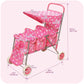 Badger Basket Triple Doll Stroller for Dolls - Lightweight and Foldable Toy Pram with Canopy - Fun Pretend Play for Kids in Stylish Pink with Polka