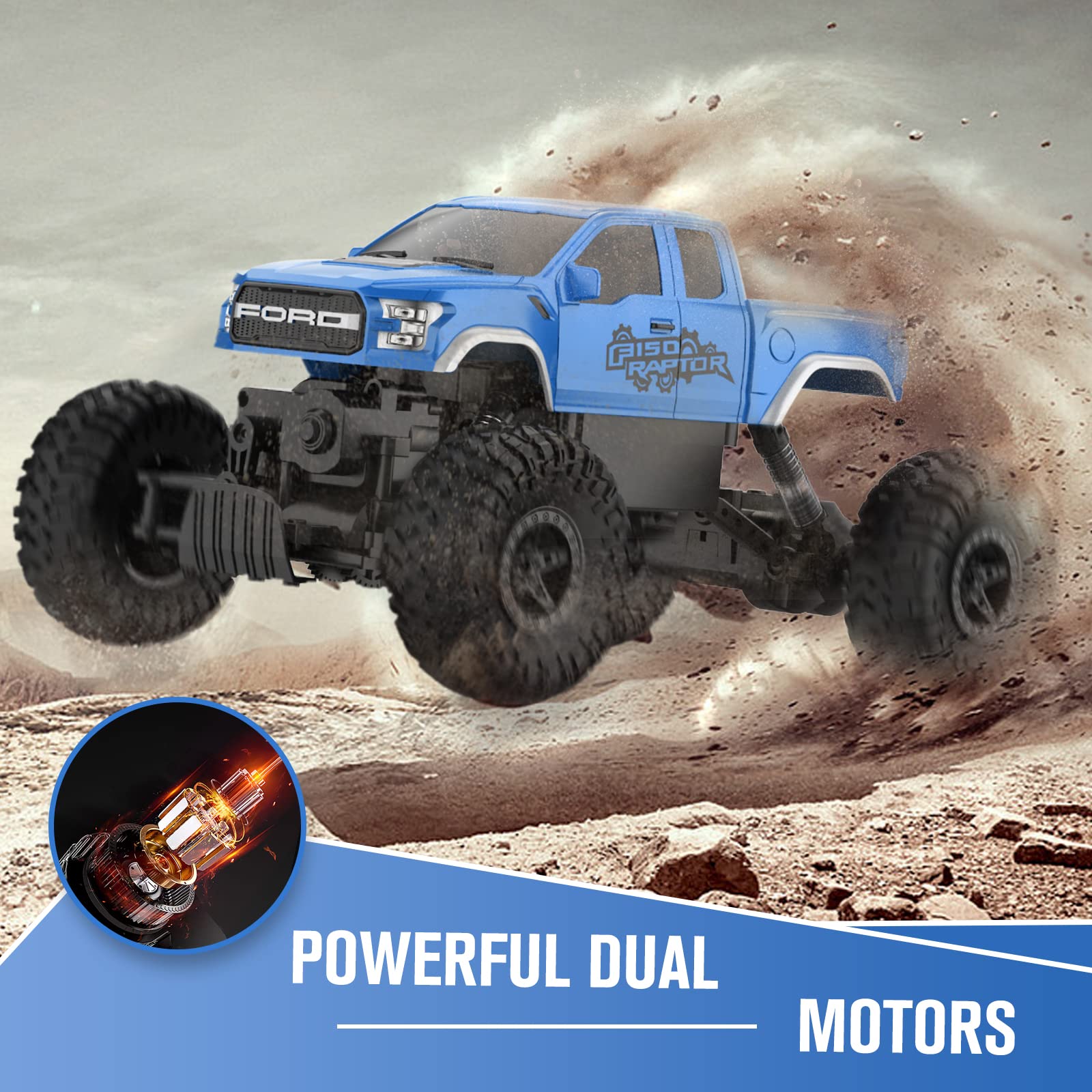 DOUBLE E Ford Raptor F150 RC Truck,10.67inch Monster Truck with 4WD Power
