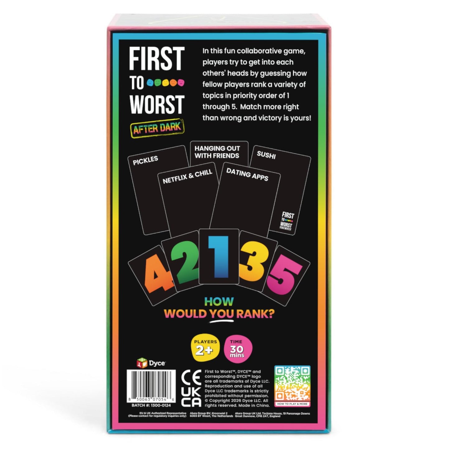 FIRST TO WORST After Dark Party Game - The Adult Card Game About How Your Friends & Family Rank Things | Funny Ranking & Guessing Board Game