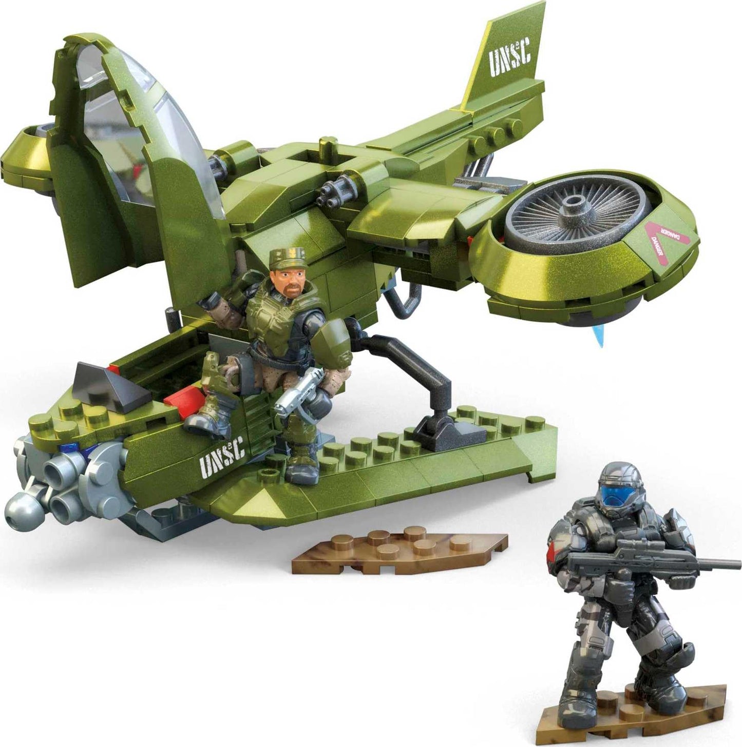 MEGA Halo Toy Vehicles Building Sets, UNSC Hornet Recon Aircraft with 2 Poseable, Collectable Micro Action Figures and Accessories