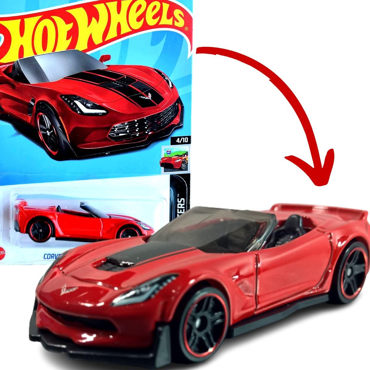 Hot Wheels Corvette C7 Z06 Convertible, HW Roadsters 4/10 Red
