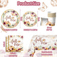 Fall in Love Bridal Shower Decorations,Fall Floral Pumpkin Disposable Tableware Set Includes Fall Dinner Plate,Tablecloths,Cup for Bridal