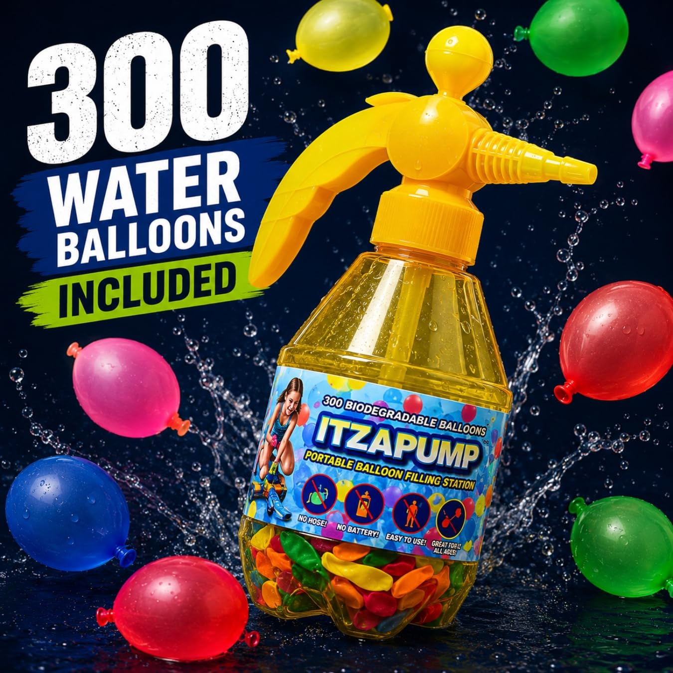 Water Sports ItzaPump Water Balloon Pump Filling Station, Color May Vary