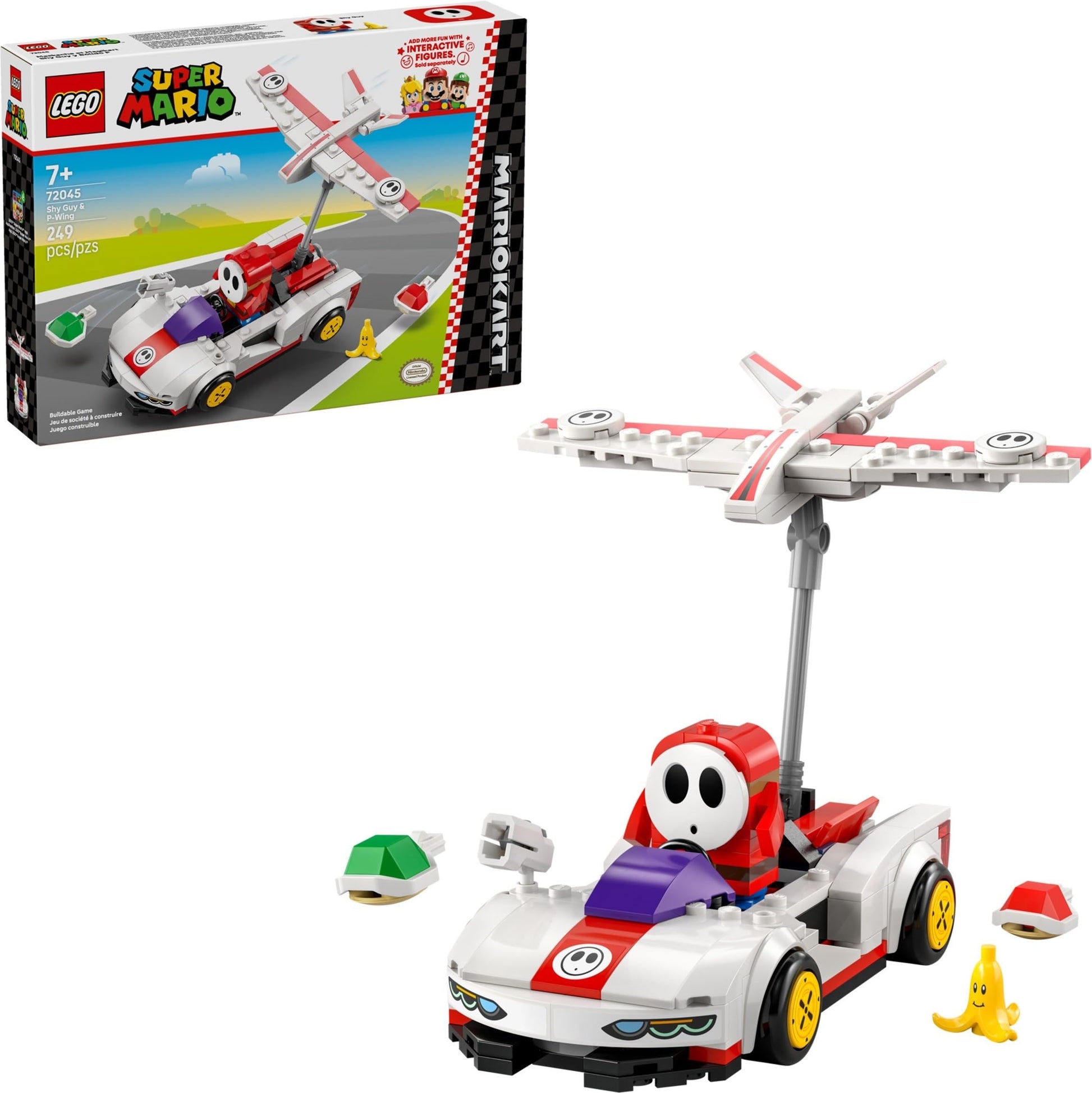 LEGO Super Mario Kart Shy Guy P-Wing Building Set - Nintendo Racing Vehicle Toy with Shy Guy Figure, Collectible Play & Display Model, Gift for Gamers