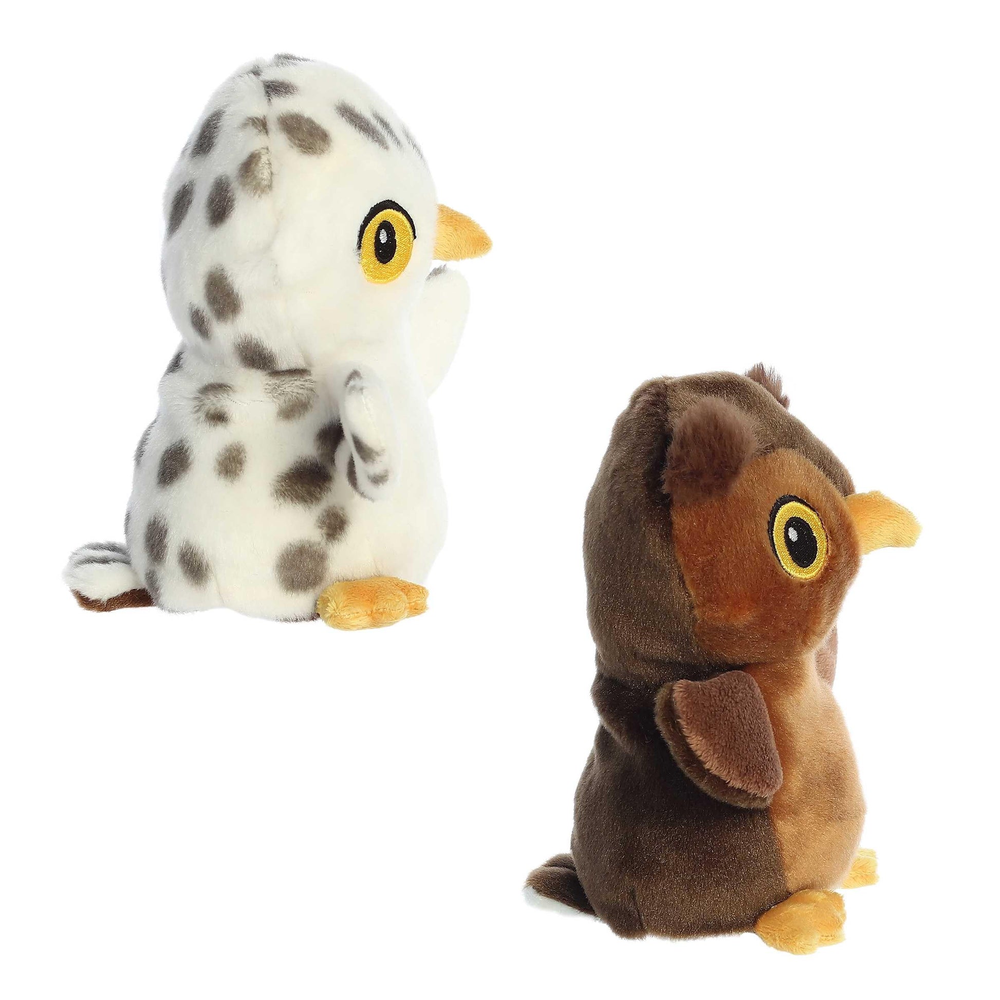 Aurora® Eco-Friendly Eco Nation™ Reversible Eco Pairs: Snowy Owl and Barn Owl Stuffed Animal - Environmental Consciousness - Recycled Materials - 6.5