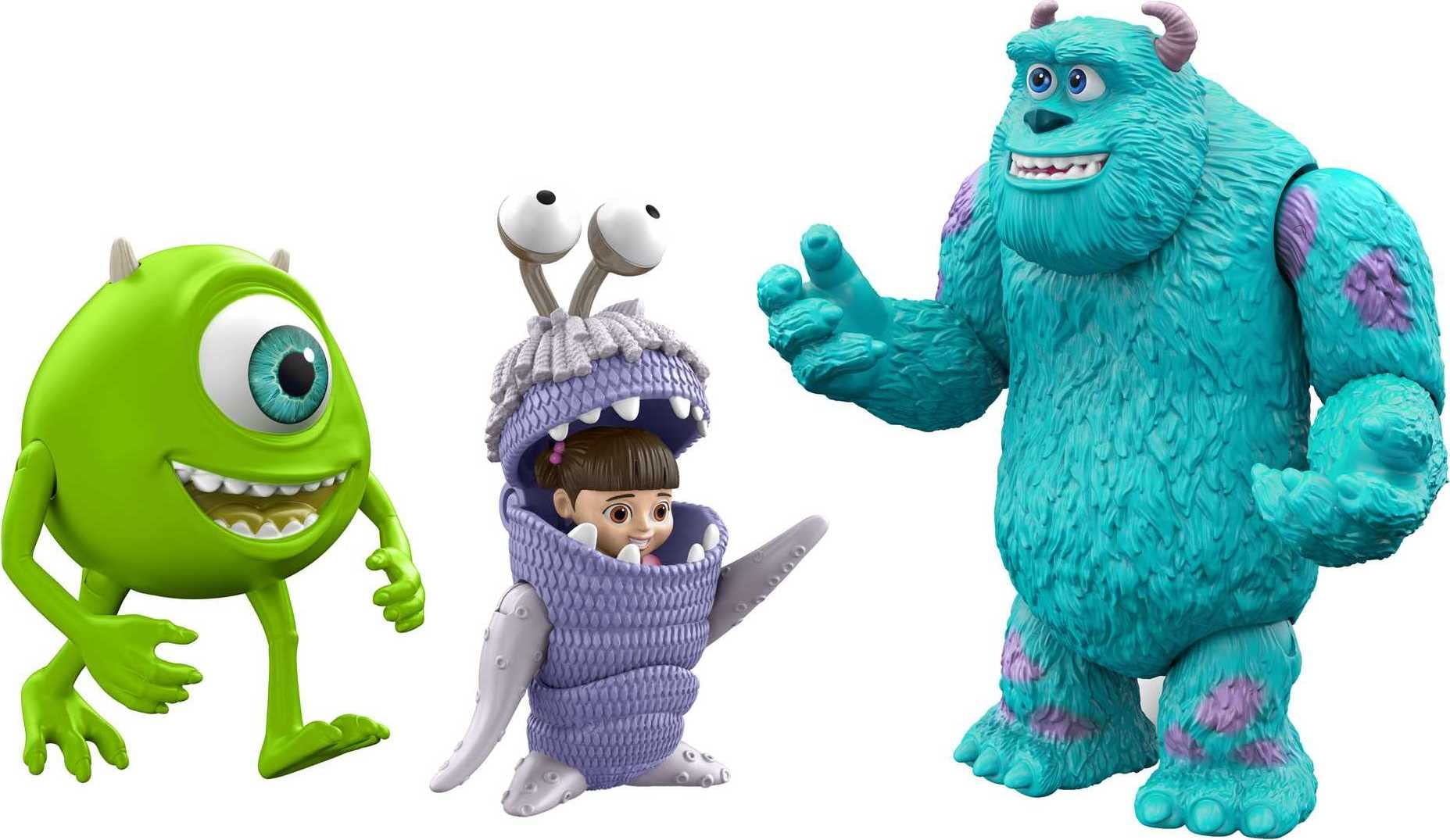 Mattel Disney and Pixar Monsters, Inc Storyteller 3 Action Figure Pack, Sulley Mike & Boo Characters in Get Boo Home Pack, Authentic Toys at 3 Inch