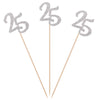 Pack of 10 Silver Glitter 25th Birthday Centerpiece Sticks Number 25 Table Topper Age Letter Decorations