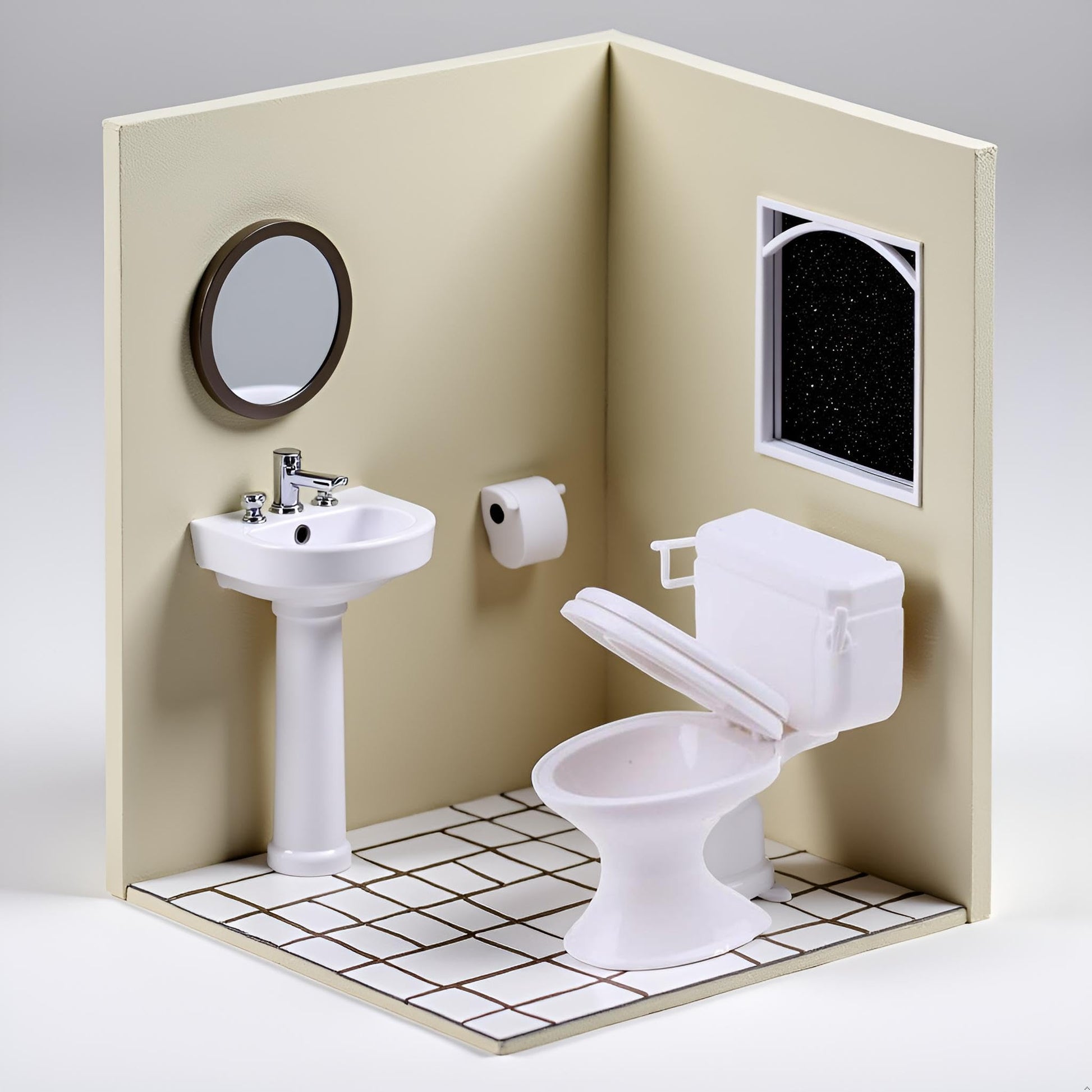 1:12 Scale White Plastic Miniature Toilet Model - Realistic Dollhouse Bathroom Accessories for DIY Mini House Decor, Mini Toilet Furniture