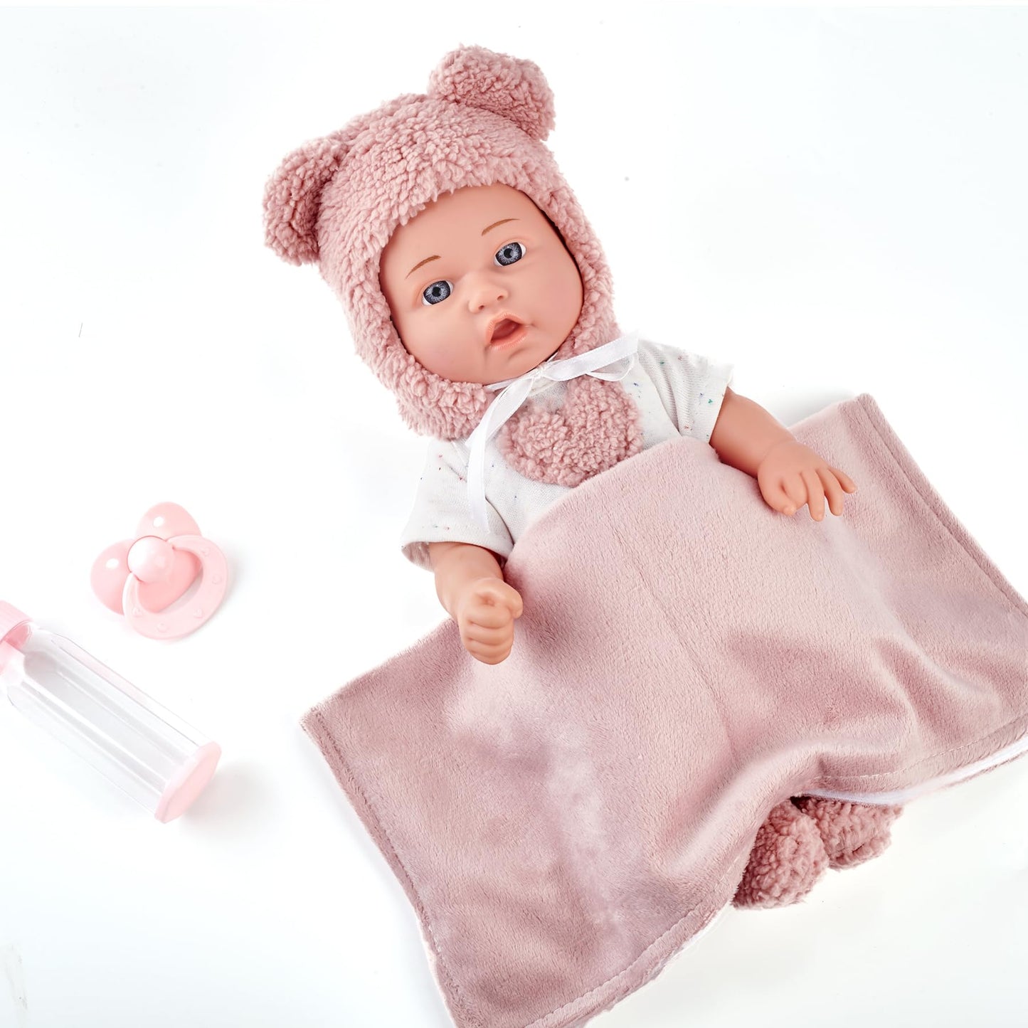 Enjoyin 12" Baby Doll with Accessories for Toddler Girls Ages 3+ | Includes Pink Outfit, Pacifier, Bottle & Soft Blanket | Interactive Role-Play Toy