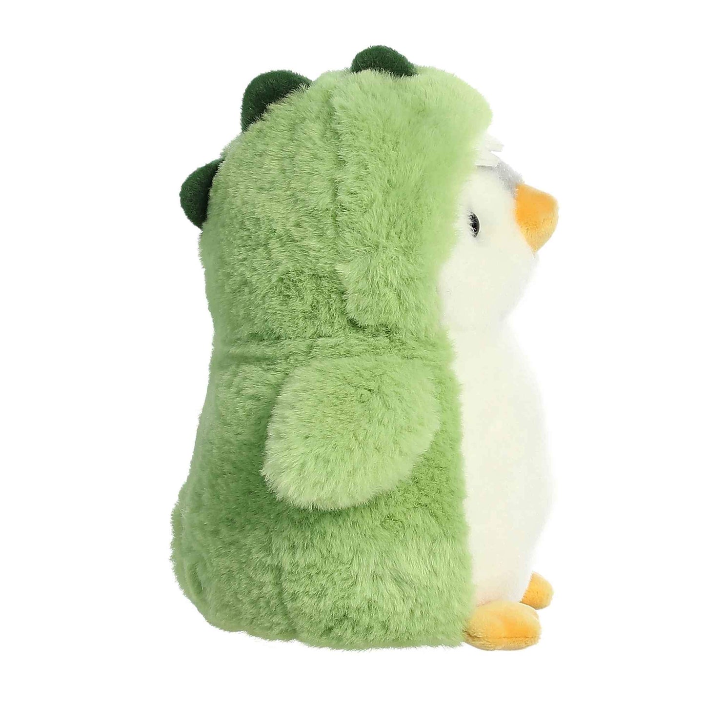 Aurora® Playful Pompom Penguin™ Dino Stuffed Animal - Vibrant Companions for Warm Cuddles - Perfect for Adults, Kids, and Birthdays - Green 7 Inches
