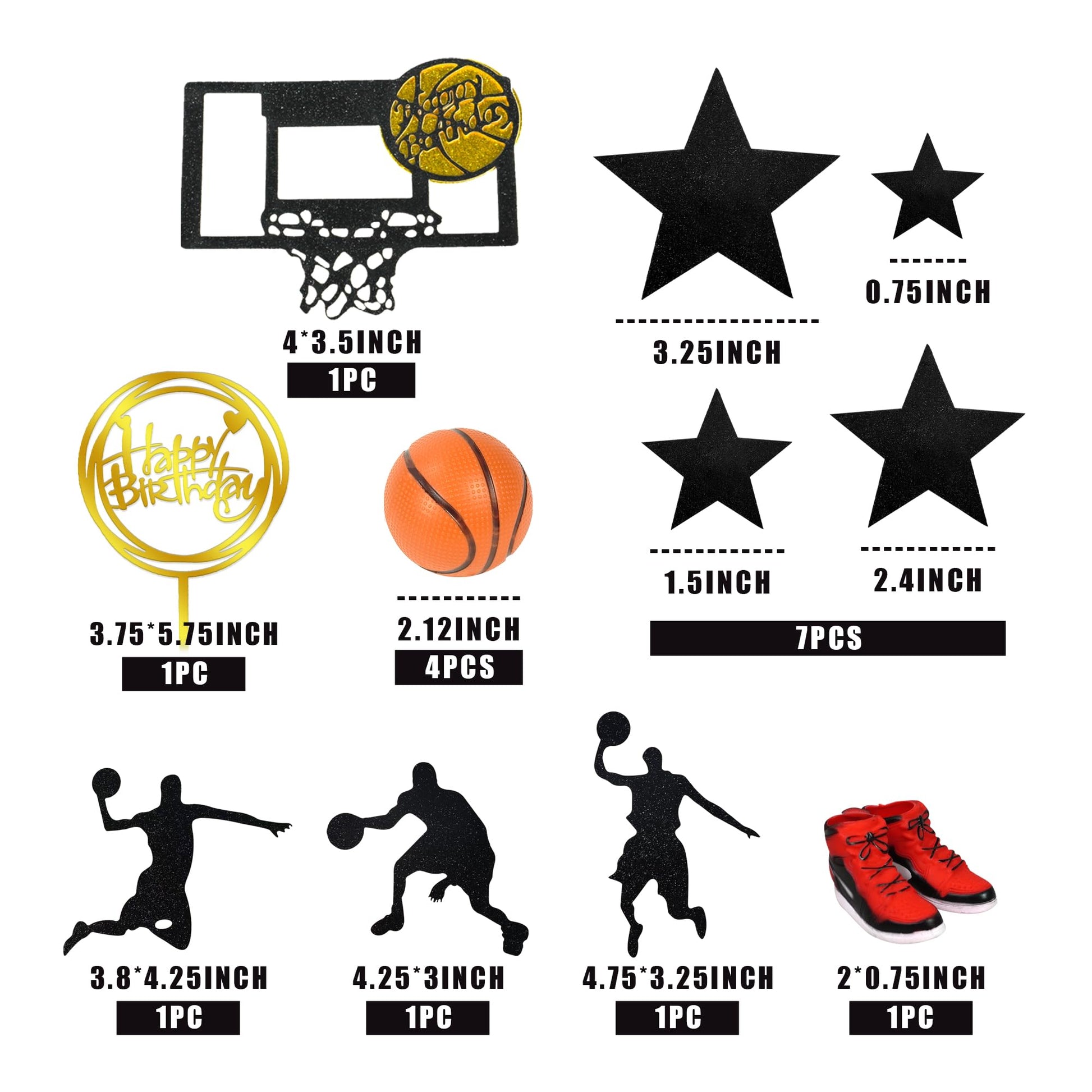 17 PCS Basketball Cake Toppers Basketball Star Themed Cake Decorations for Boy Cake Topper Sport Cake Party Decorations Sports Party Supplies (1)