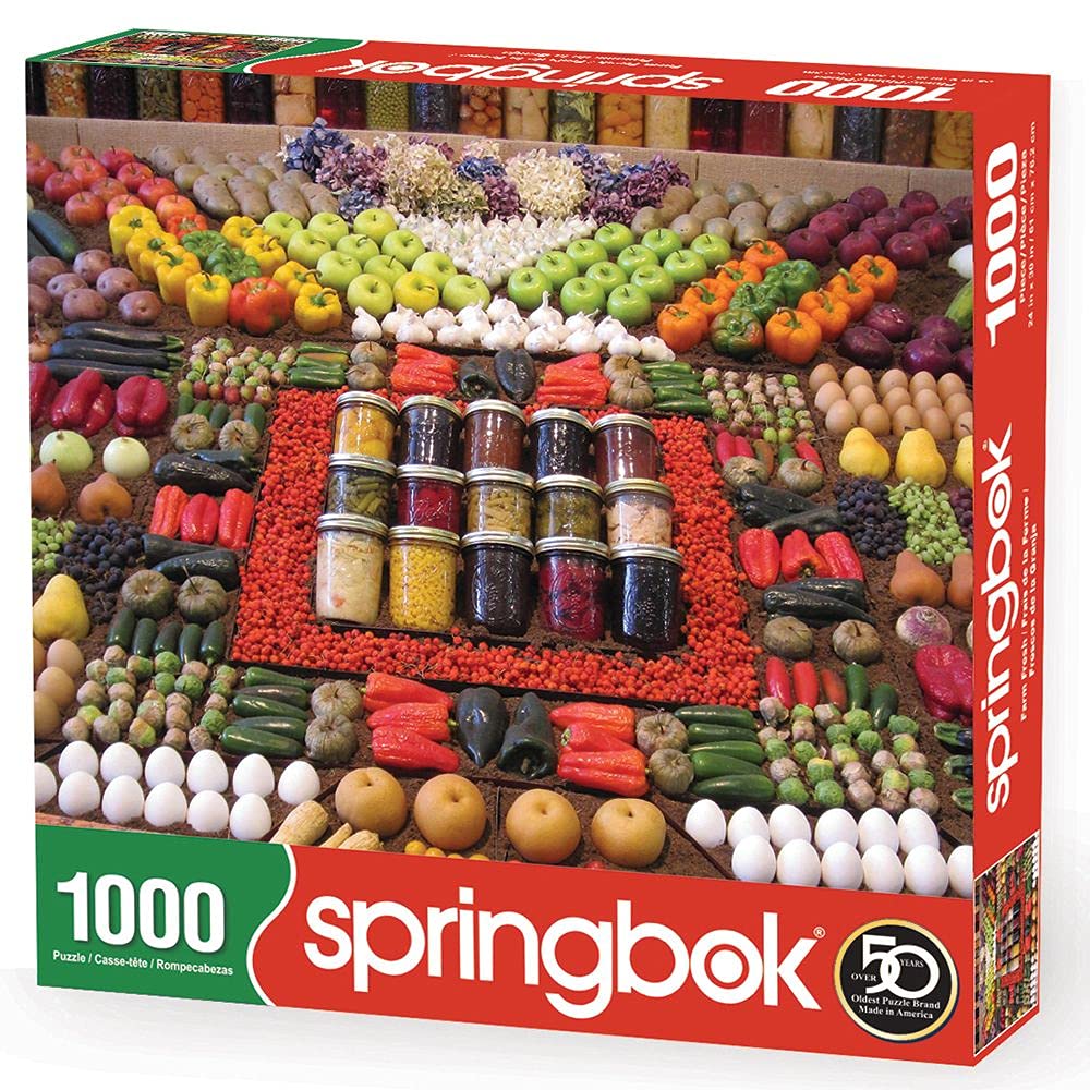 Springbok Puzzles - Farm Fresh - 1000 Piece Jigsaw Puzzle - Large 30 Inches by 24 Inches Puzzle - Made in USA - Unique Cut Interlocking Pieces