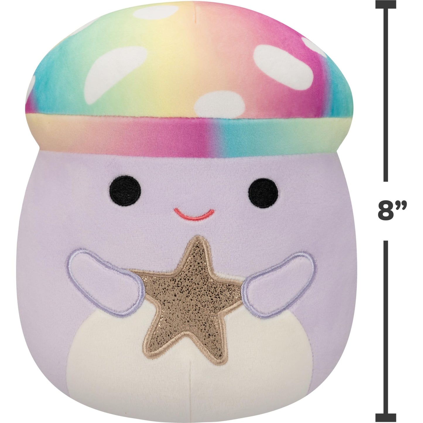 Squishmallows Original 8in Mahdi The Tie-Dye Purple Mushroom Holding Gold Star - Official Jazwares Plush (Little)