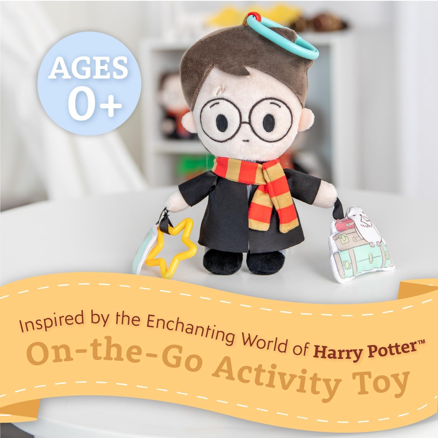 Kids Preferred Harry Potter On The Go Activity Toy with Teether, On The Go Clip, Crinkle Texture, and Jingle Bell