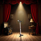 Black Dollhouse Decoration Accessories, 1:12 Dollhouse Miniature Scene Model Microphone with Stand Play Toy, Decortion, Dollhouse Furniture, Doll's