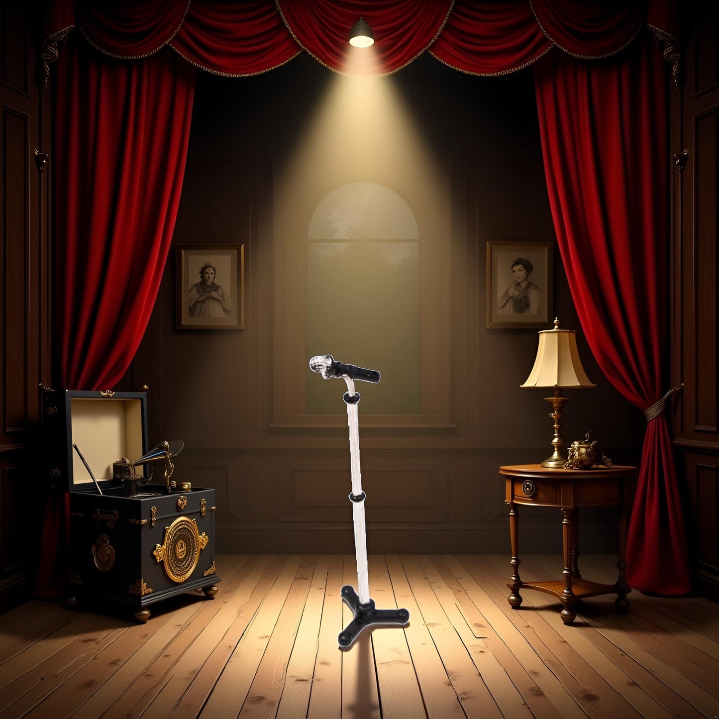 Black Dollhouse Decoration Accessories, 1:12 Dollhouse Miniature Scene Model Microphone with Stand Play Toy, Decortion, Dollhouse Furniture, Doll's