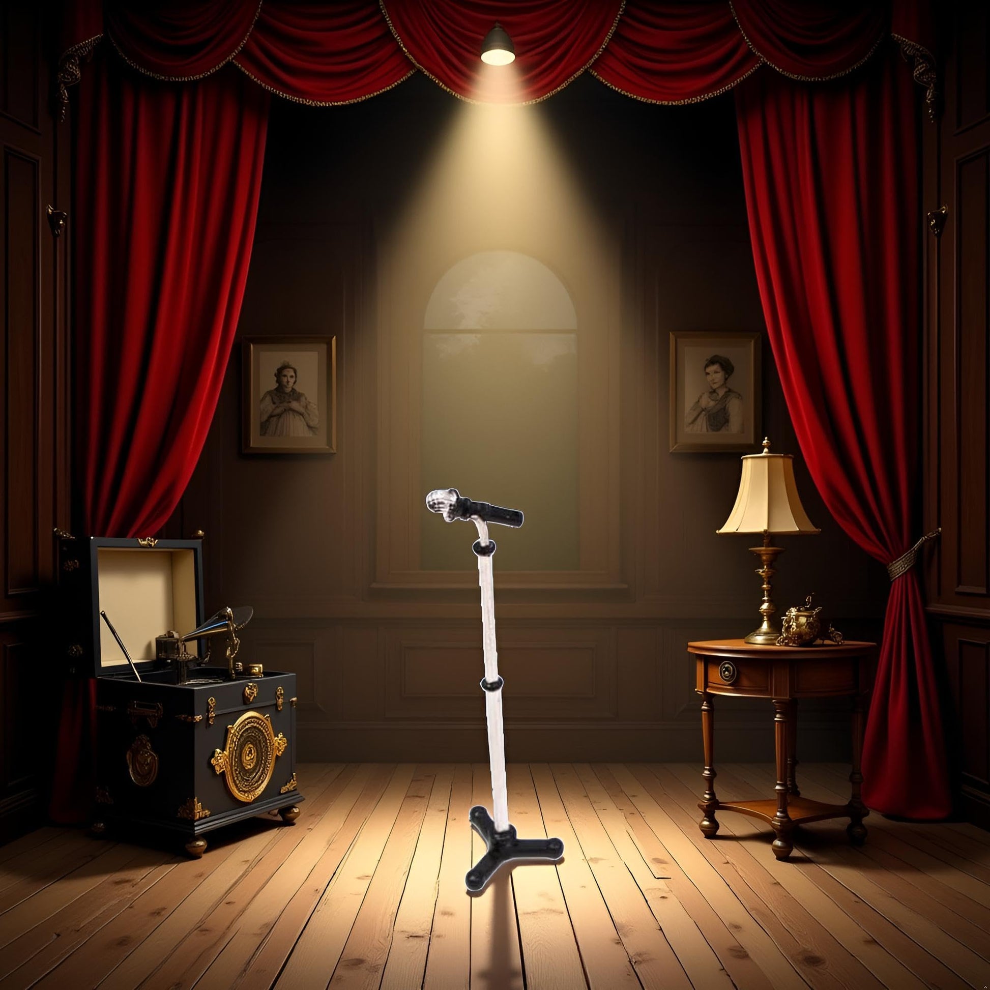 Black Dollhouse Decoration Accessories, 1:12 Dollhouse Miniature Scene Model Microphone with Stand Play Toy, Decortion, Dollhouse Furniture, Doll's