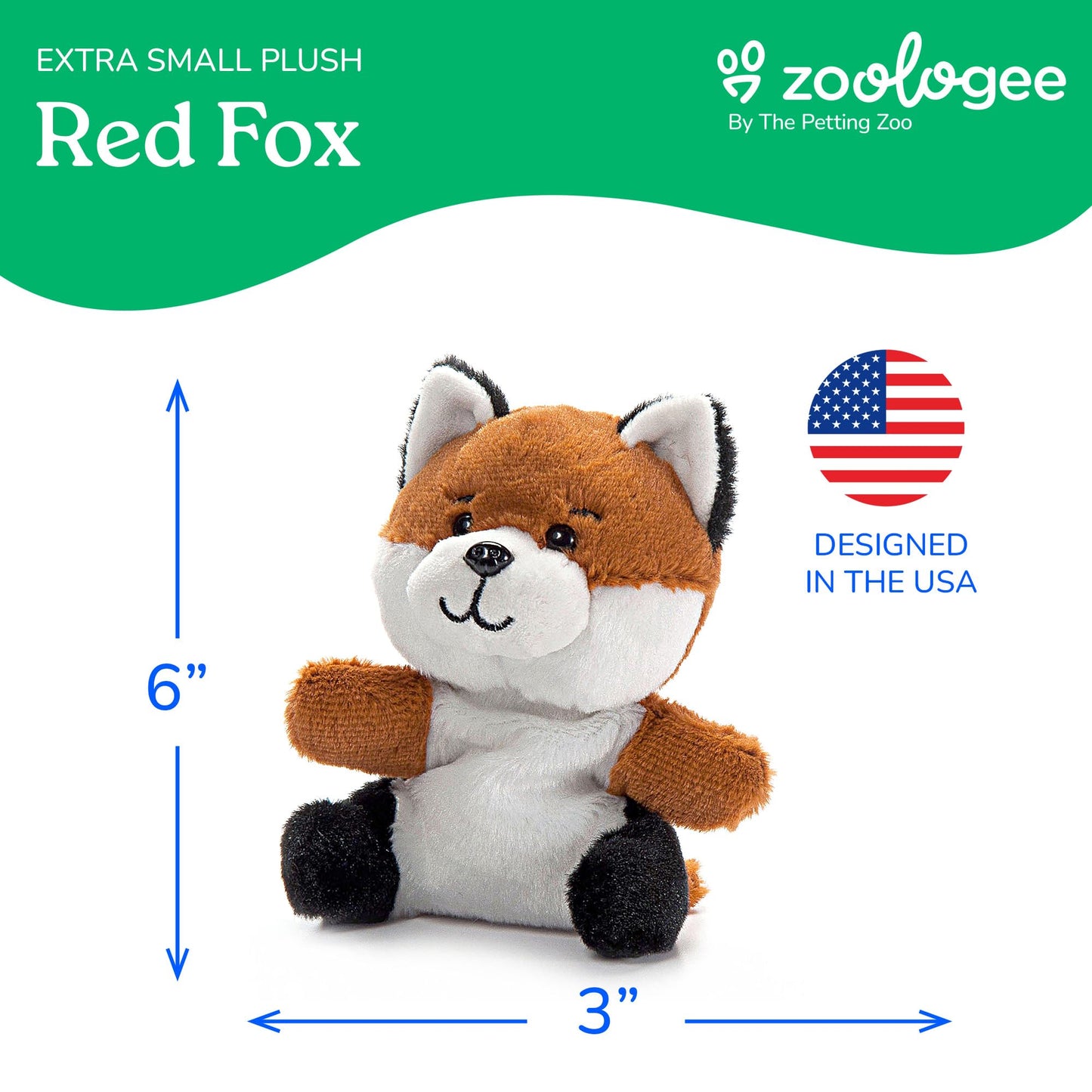 The Petting Zoo Fox Stuffed Animal Plushie, Gifts for Kids, Nuggetz Wildlife Animals, Fox Plush Toy, 6 inches