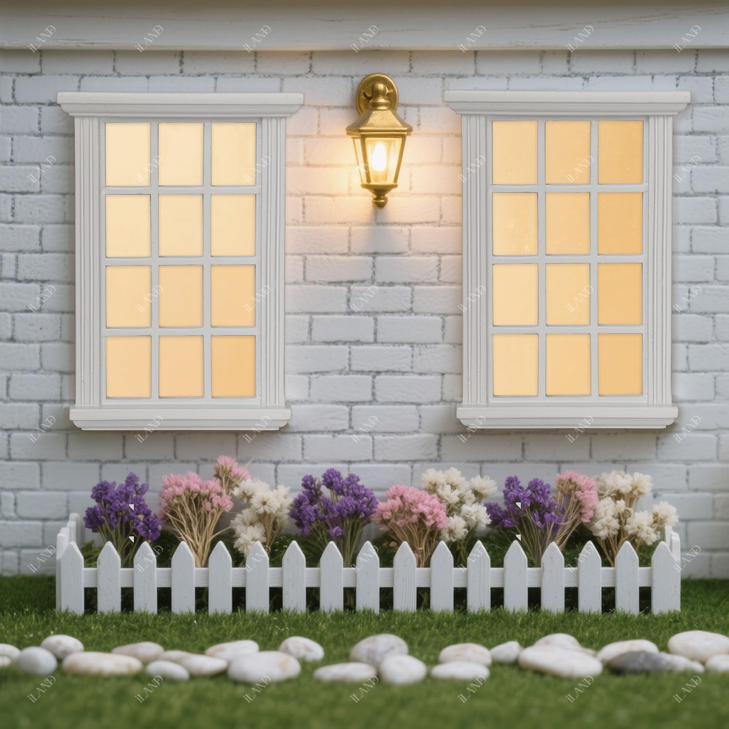 iLAND 1/12 Scale Accessories of Dollhouse Windows 2pcs White Solid Wood DIY Dollhouse Building Supplies Complete Classic Miniature Windows Kit