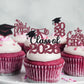 Maroon Graduation Cupcake Toppers 36PCS Glitter Proud Of You Food Picks Congrats Grad Party Table Ideas