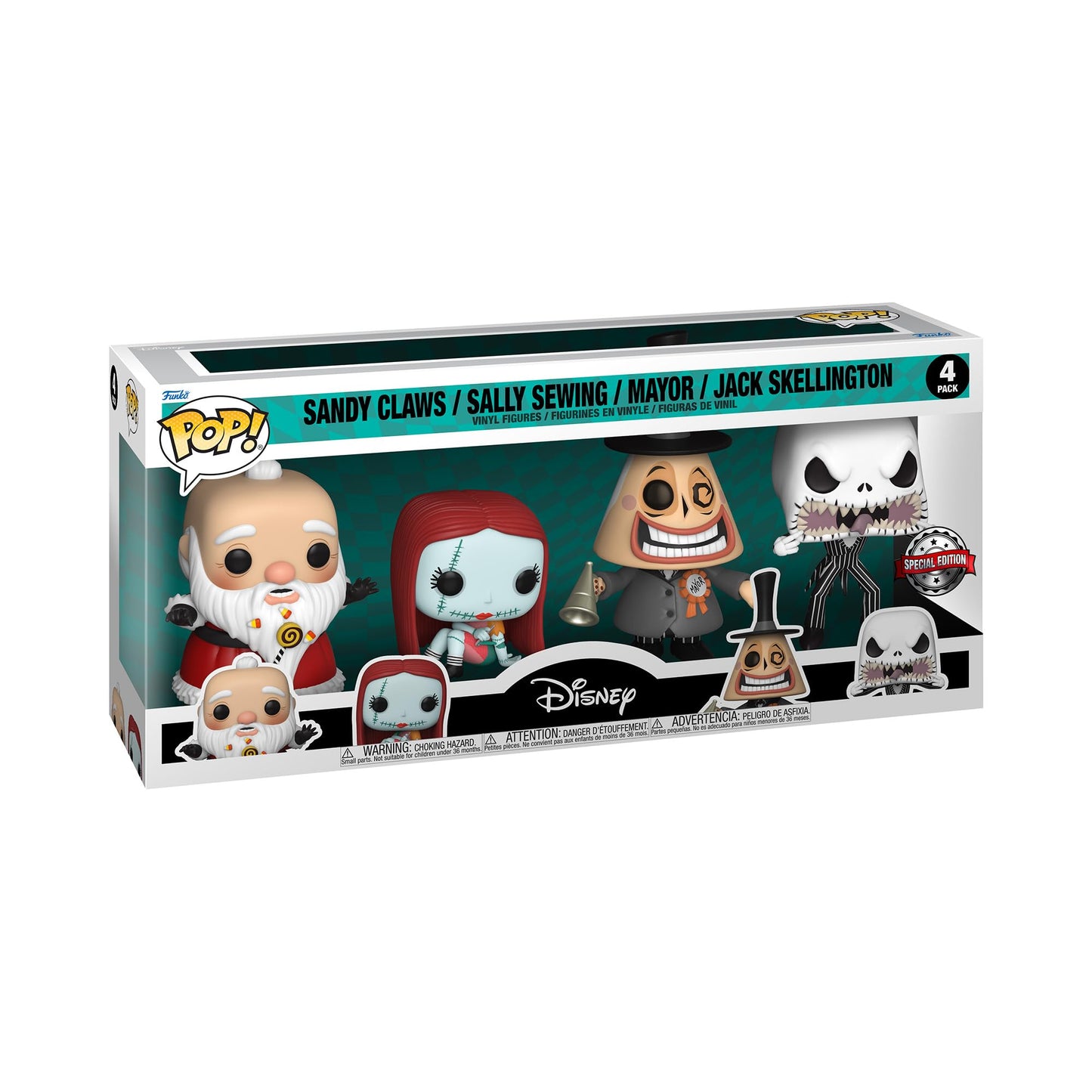 Funko The Nightmare Before Christmas Pop! Sandy Claws Sally Sewing Mayor & Jack Skellington Vinyl Figure Set Hot Topic Exclusive Multi None
