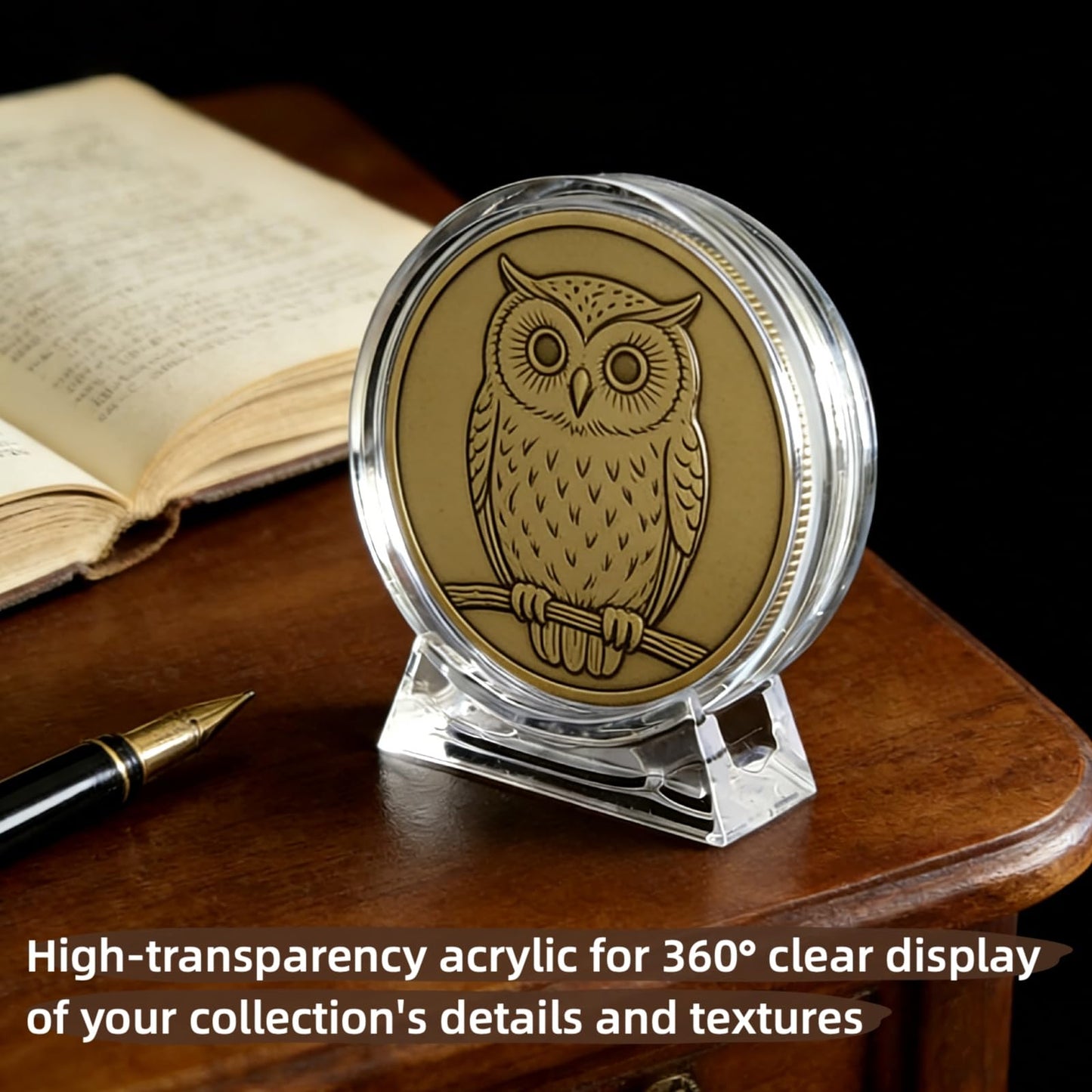 Eukkee Acrylic Challenge Coin Stand Set Military Coin Display Holder Vertical Coin Rack for 1.57 Inch Diameter Coins (10pcs/Set)
