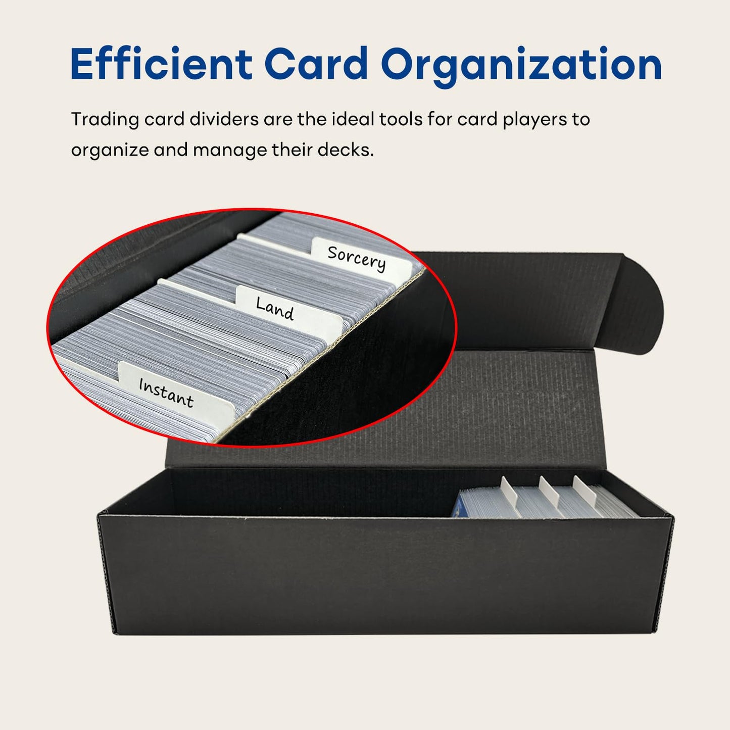 Fageverld Trading Card Storage Box with Dividers, 10 Count Cardboard Collector Boxes for Sports Baseball Mtg, Black