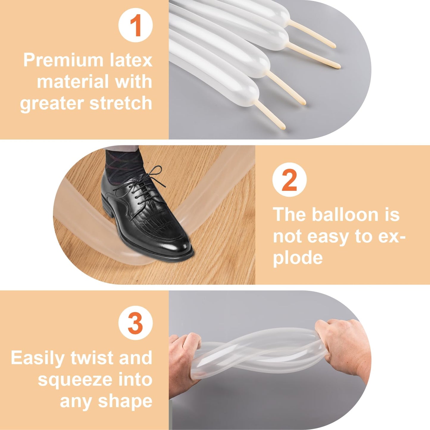 Clear 260 Balloons 100 PCS - Premium Long Skinny Latex Balloons for Animal Twisting, Beginners, Weddings & Birthdays Party Decorations
